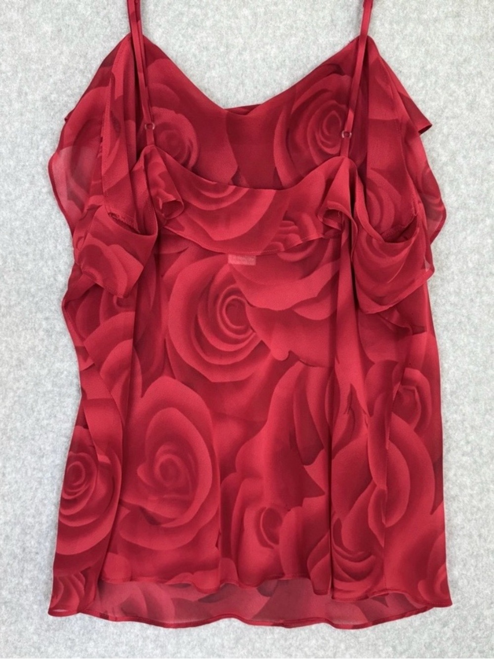 Natori Saks Fifth Avenue Red Sheer Camisole Size Large Rose Print Cami Valentine - Picture 9 of 12